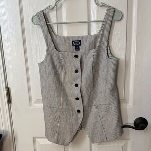 Striped Black and White Button-Down Top